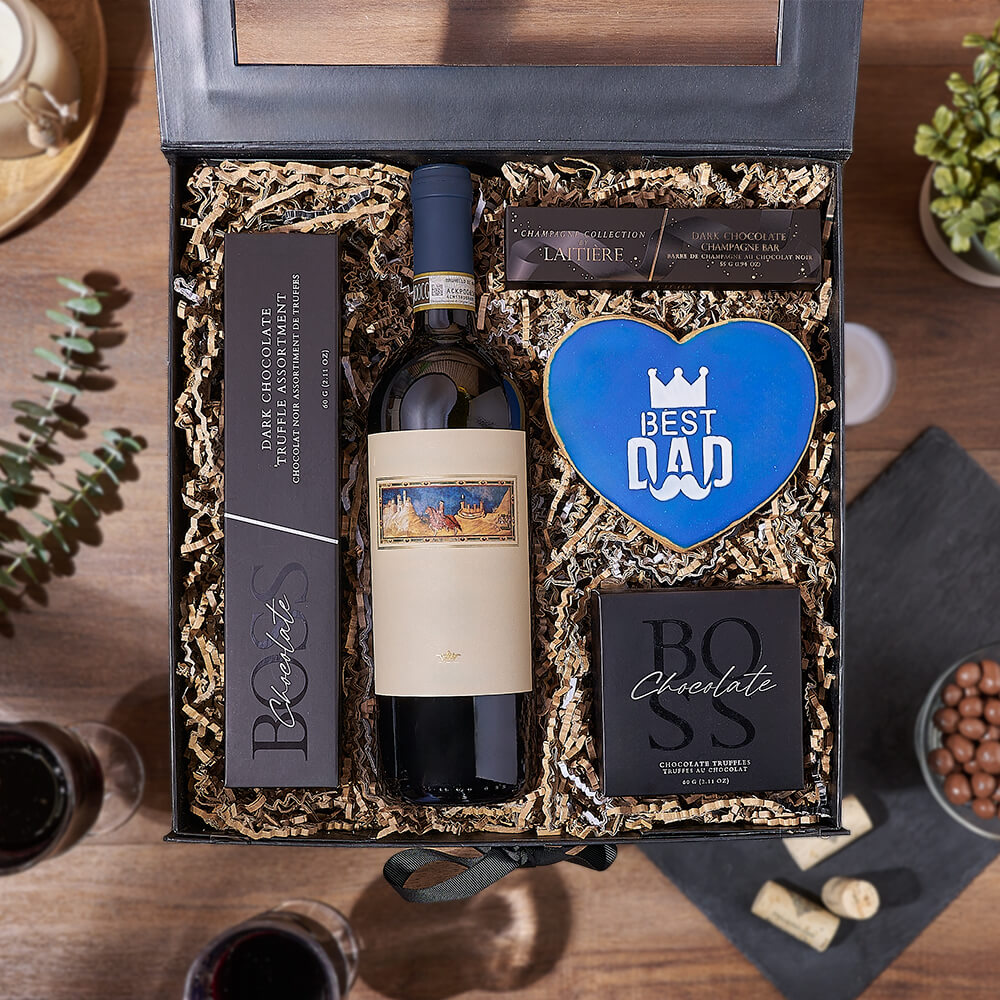 Father’s Day Wine &amp; Sweets Box from Maine Baskets - Wine Gift Set - Maine Delivery