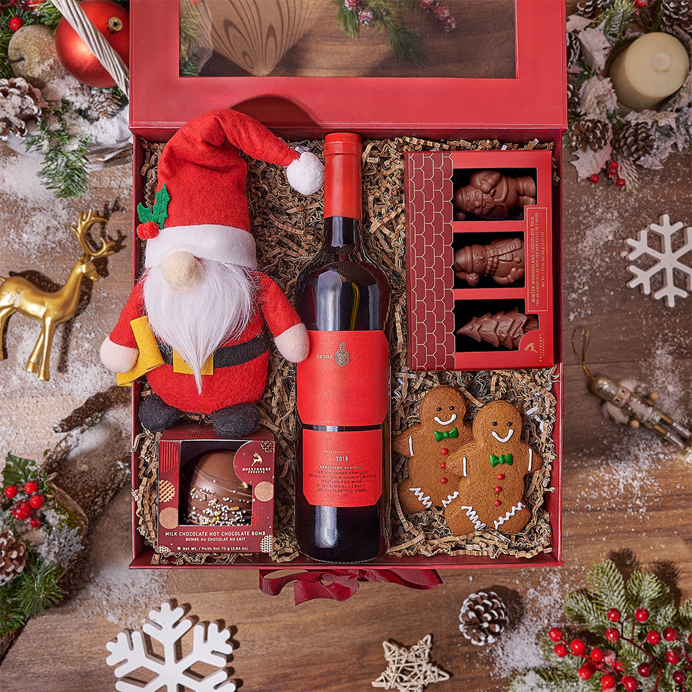 Gingerbread Man &amp; Wine Gift Set, wine gift, wine, chocolate gift, chocolate, christmas gift, christmas, Maine delivery