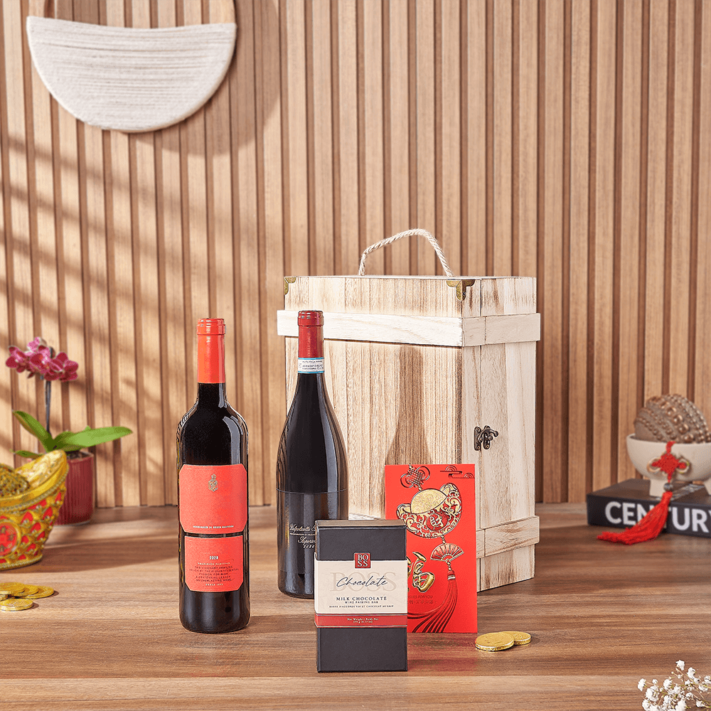 Wine Gift Box with Two Bottles – how the gift is presented