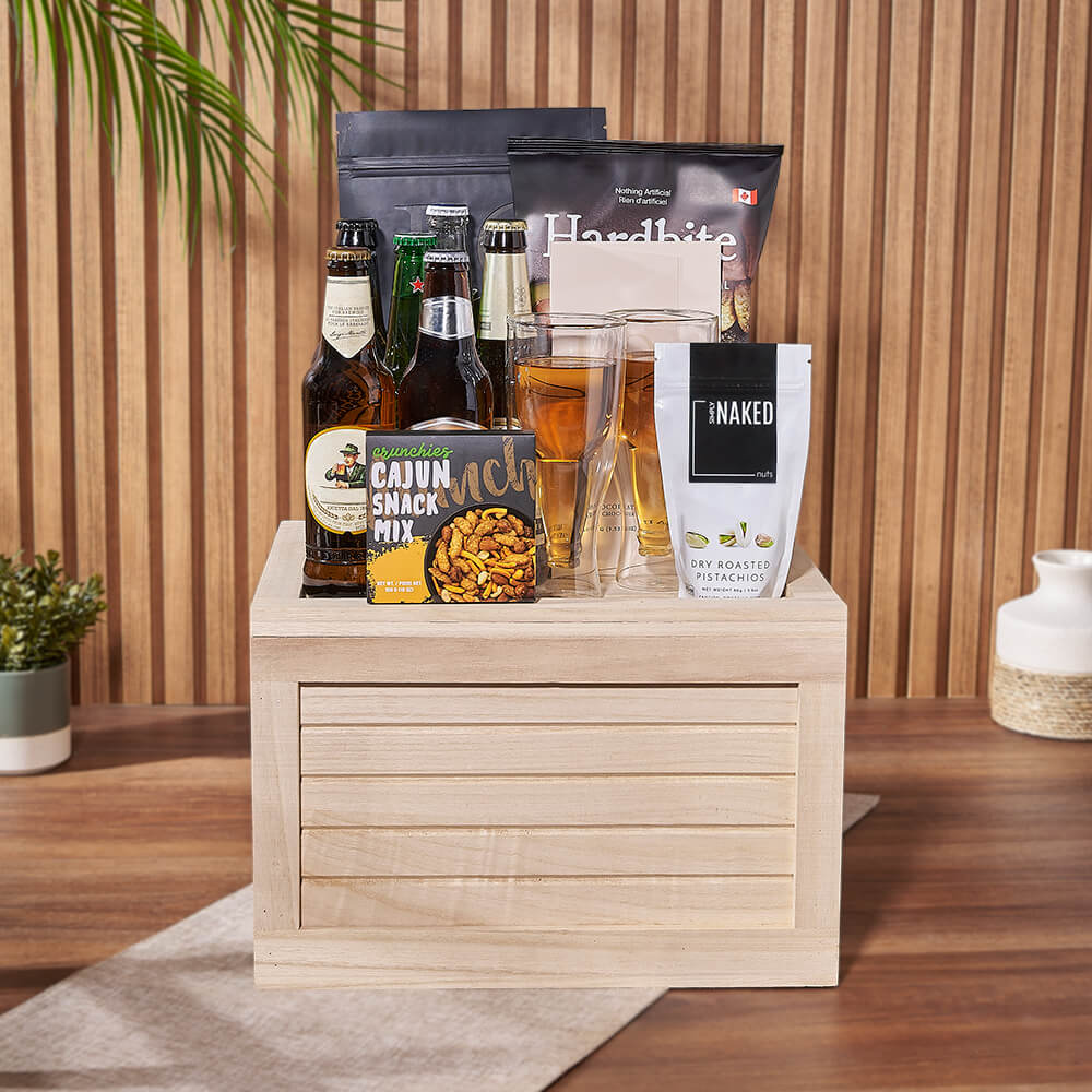 Gourmet Snack &amp; Beer Gift Crate, beer gift, beer, snack gift, snack, Maine  delivery