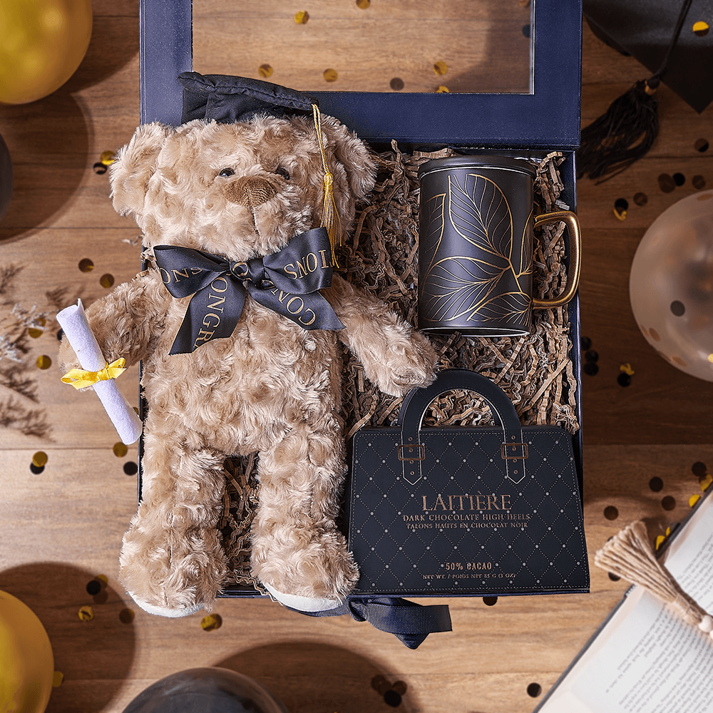 Graduation Bear Gift Box, chocolate gift, chocolate, graduation gift, graduation, Maine delivery