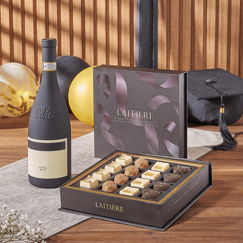 Graduation Wine &amp; Truffle Gift, graduation gift, graduation, wine gift, wine, chocolate gift, chocolate, Maine delivery