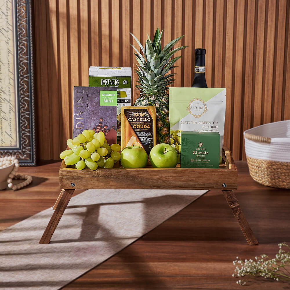 Green &amp; Bountiful Wine Gift Set from Maine Baskets - Wine Gift Basket - Maine Delivery