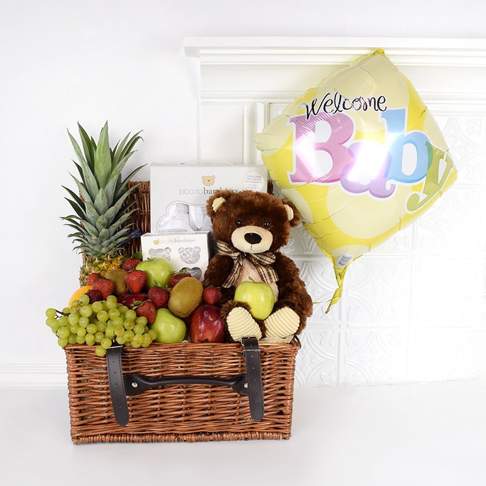 Baby Gift Basket with Muslin Blankets – how the gift is presented