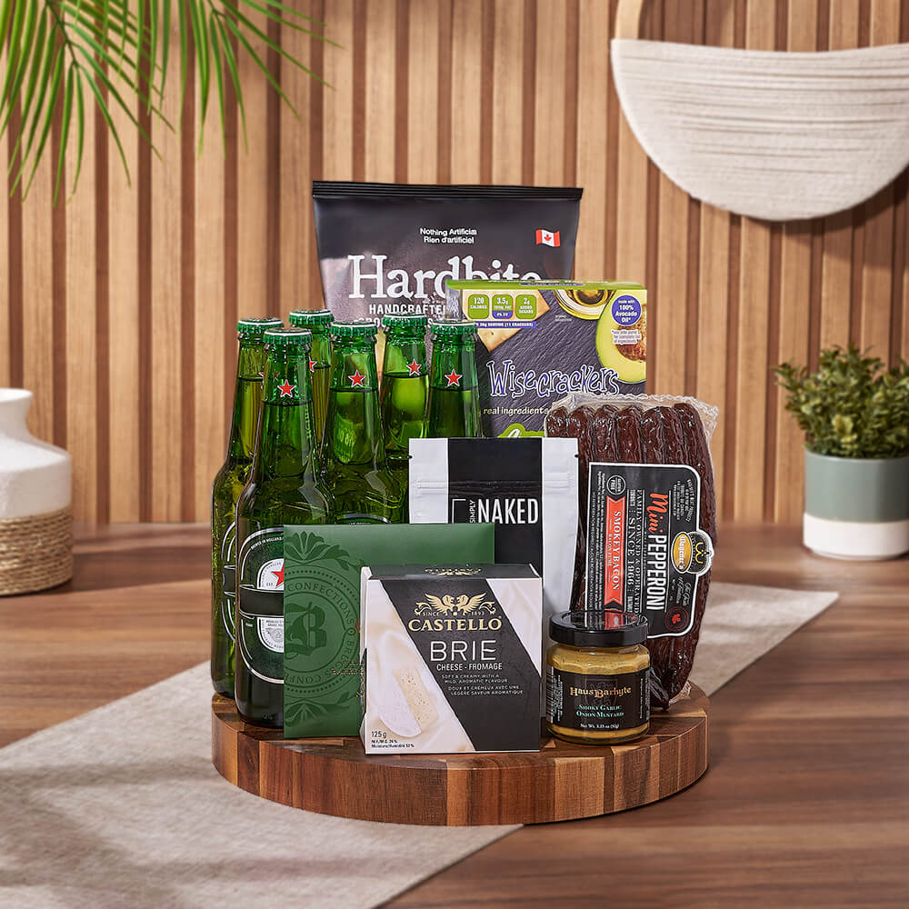 Heineken Beer & Snacks Basket from Maine Baskets - Beer Gift Set -  Maine Delivery