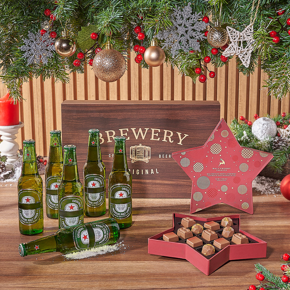 Holiday Beer &amp; Chocolates Set, beer gift, beer, chocolate gift, chocolate, christmas gift, christmas, Maine delivery