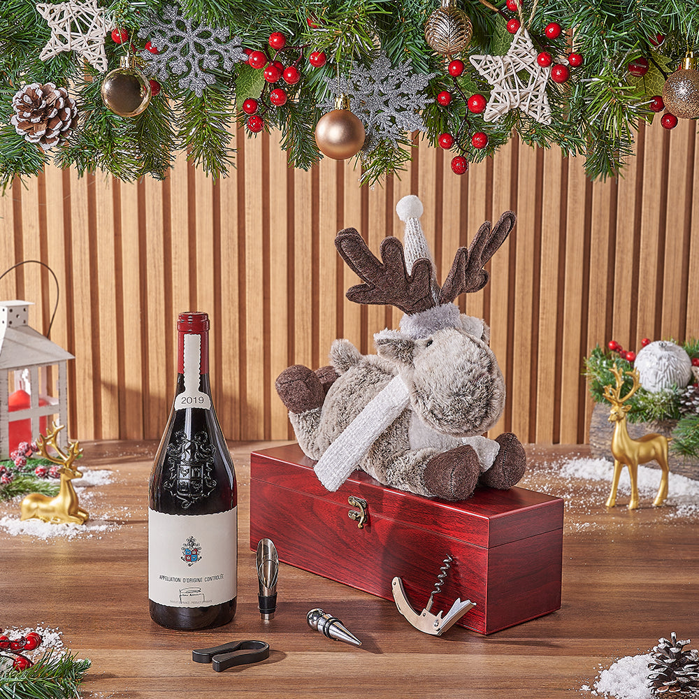 Holiday Reindeer &amp; Cheer Gift Set, wine gift, wine, christmas gift, christmas, Maine delivery