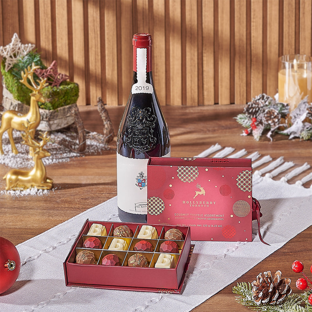 Holiday Wine &amp; Chocolate Gift, wine gift, wine, christmas gift, christmas, chocolate gift, chocolate, Maine delivery