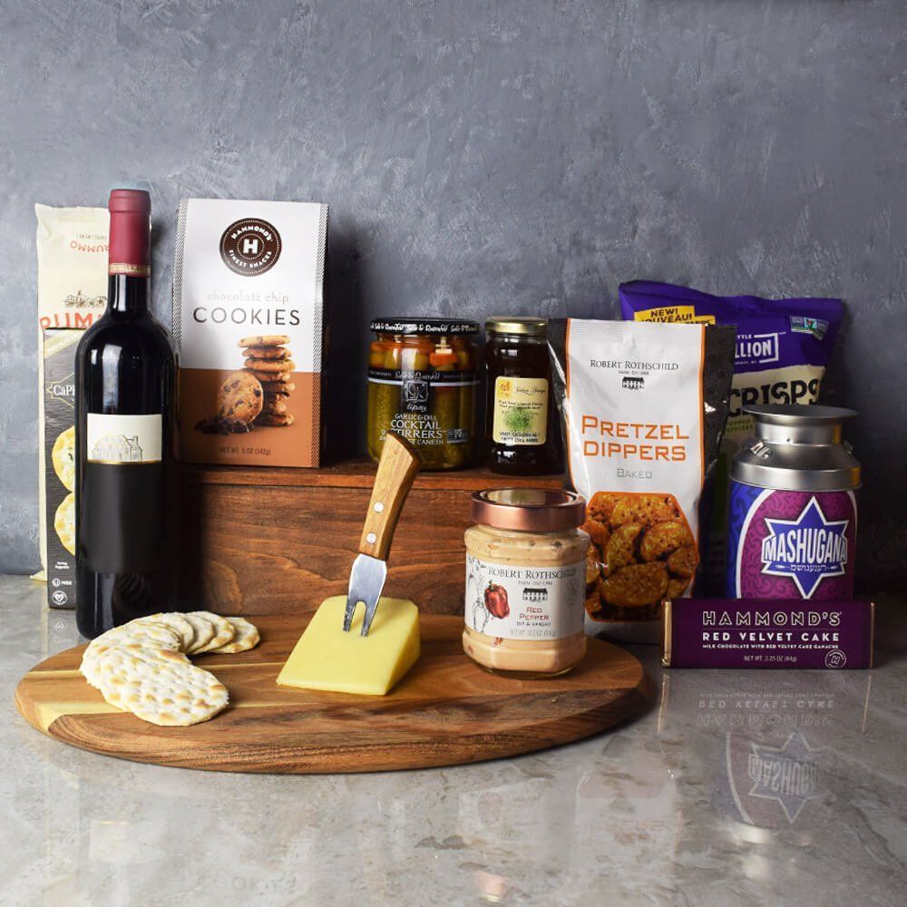 Kosher Wine &amp; Cheese Basket from  Maine Baskets -  Maine Delivery