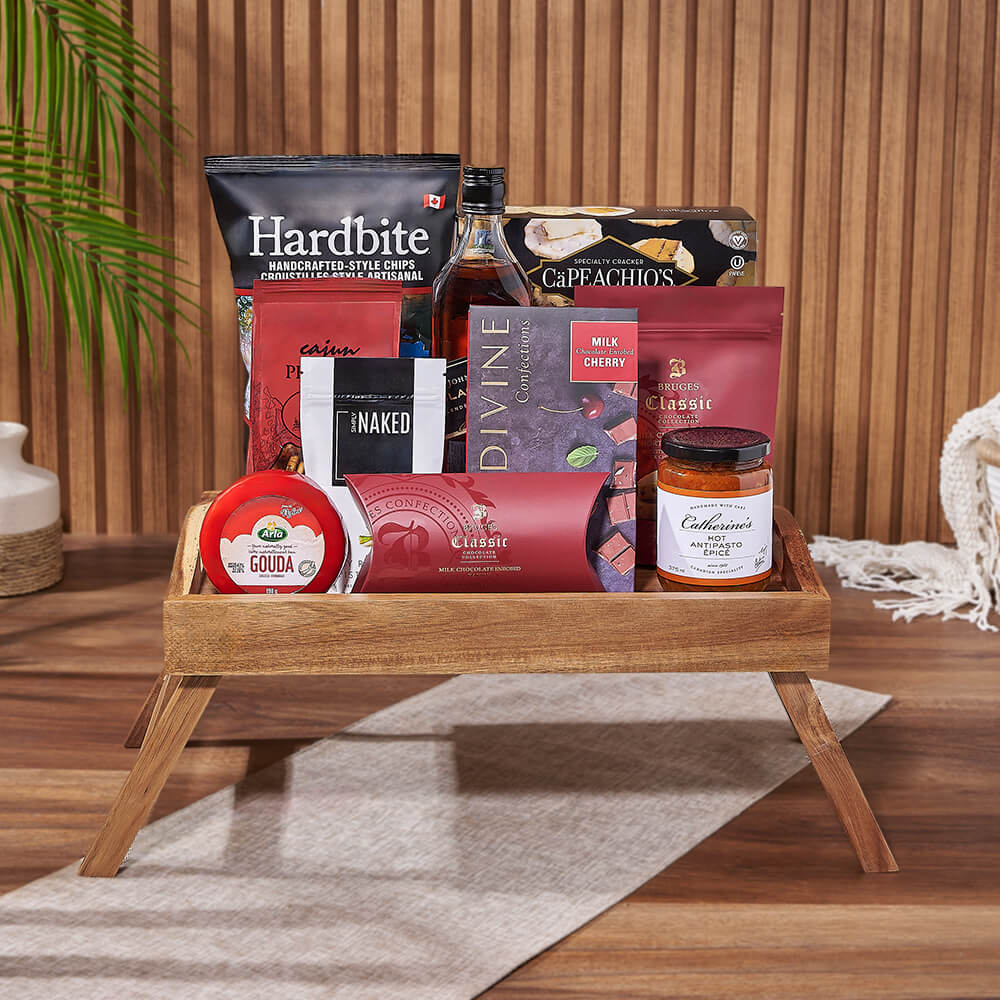 Liquor &amp; Refreshment Gift Tray from Maine Baskets - Liquor Gift Set - Maine Delivery