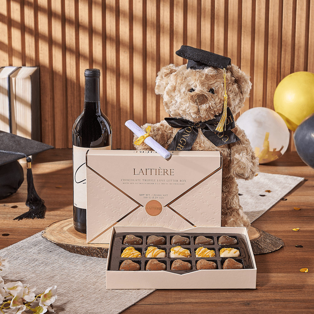 Love Letter to Graduation Gift, graduation gift, graduation, wine gift, wine, chocolate gift, chocolate, Maine delivery