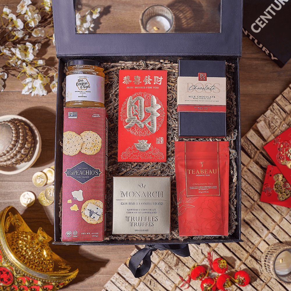 Lucky Tea &amp; Chocolate Gift Box, chinese new year gift, chinese new year, lunar new year gift, lunar new year, Maine delivery