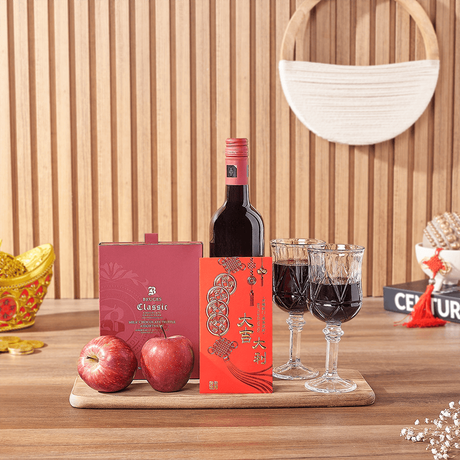 Lunar New Year Wine & Chocolate Gift, wine gift, wine, chinese new year gift, chinese new year, lunar new year gift, lunar new year, Maine delivery