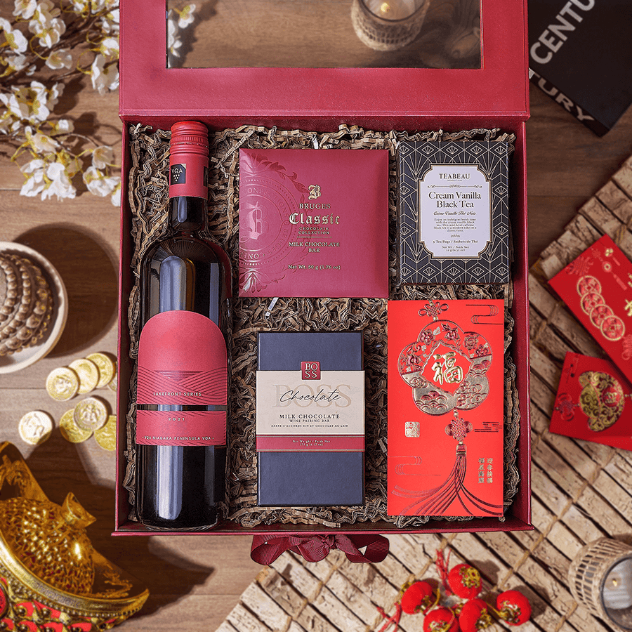 Lunar New Year Wine & Tea Box, wine gift, wine, chinese new year gift, chinese new year, lunar new year gift, lunar new year, Maine delivery