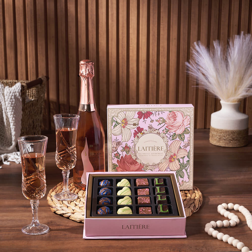 Luxe Treasures &amp; Champagne Gift from Maine Baskets - Champagne Gift Set - Maine Delivery