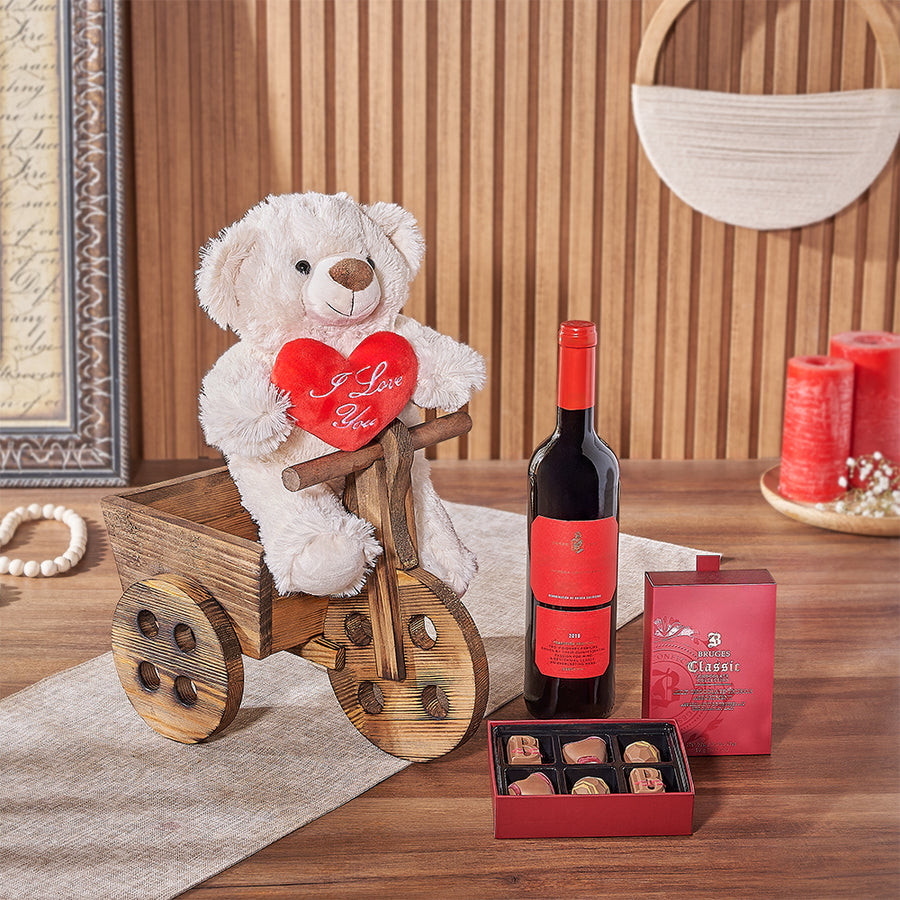 Morningside Valentine’s Day Basket from Maine Baskets - Wine Gift Set - Maine Delivery