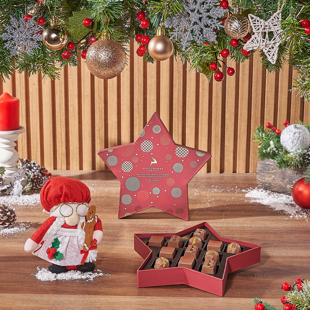Mrs. Claus &amp; Gourmet Chocolates Gift Set, chocolate gift, chocolate, Christmas gift, Christmas, Maine delivery