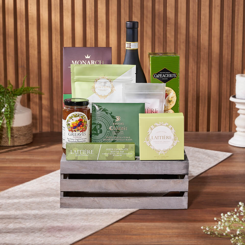 Custom New Year's Gift Baskets - Oakridge Wine & Snack Gift Crate
