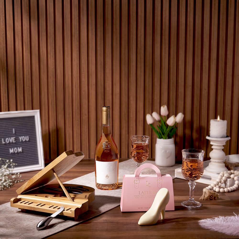 Palmerston Wine & Chocolate Basket For Mom from Maine Baskets - Wine Gift Set - Maine Delivery