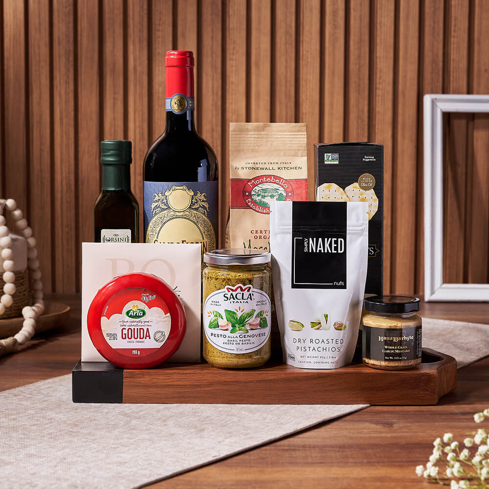 Pasta Feast &amp; Wine Gift Set, wine gift, wine, pasta gift, pasta, cheese gift, cheese, Maine Delivery
