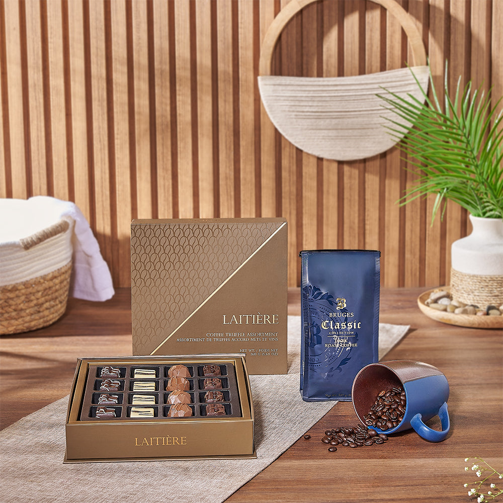 Rich Coffee &amp; Truffle Gift Set, coffee gift, coffee, chocolate, mug, Maine Delivery
