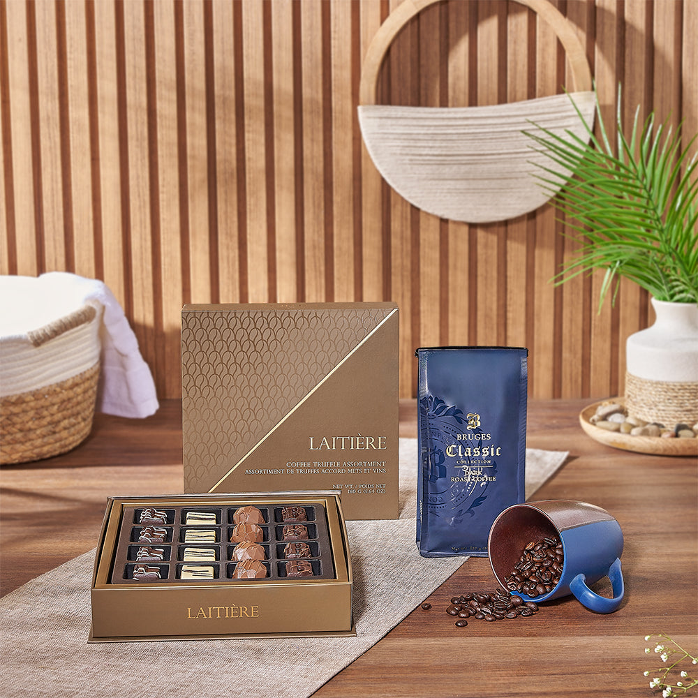 Custom Sympathy Gift Baskets - Rich Coffee & Truffle Gift Set