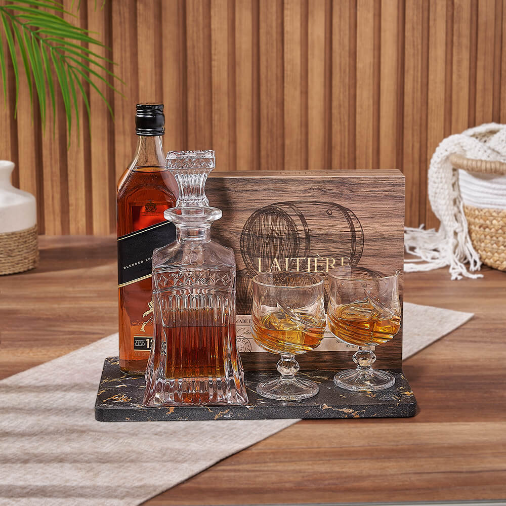 Liquor and Chocolate Treat Gift Basket, Maine – how the gift is presented
