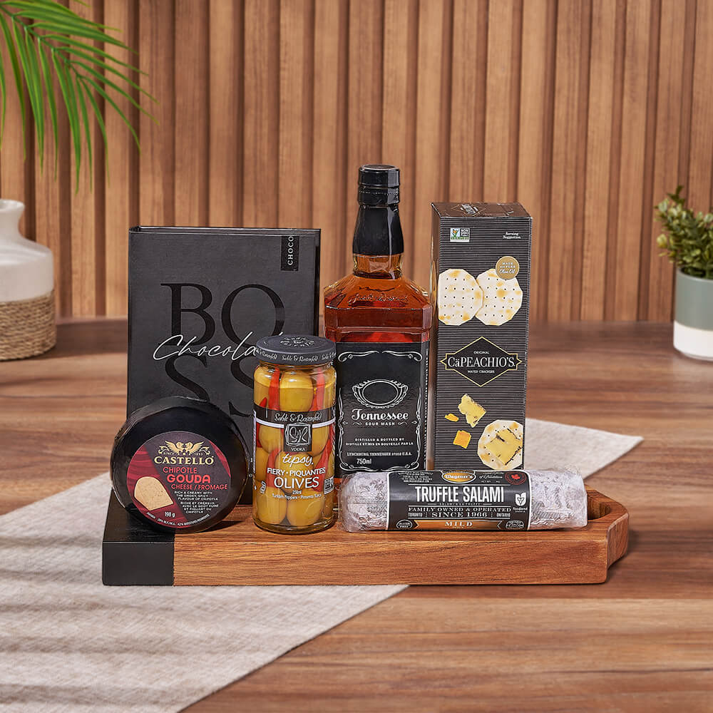 Salami, Cheese &amp; Liquor Board, liquor gift, liquor, charcuterie gift, charcuterie, Maine Delivery
