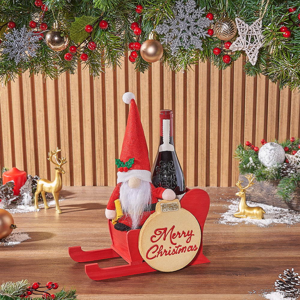 Christmas Wine Basket with Santa Plush – how the gift is presented