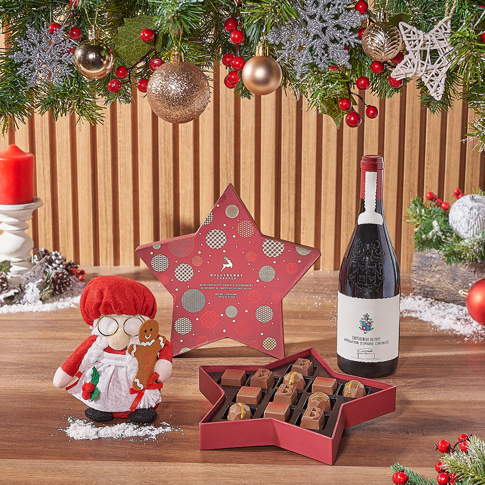 Festive Wine and Truffles Gift Box – how the gift is presented