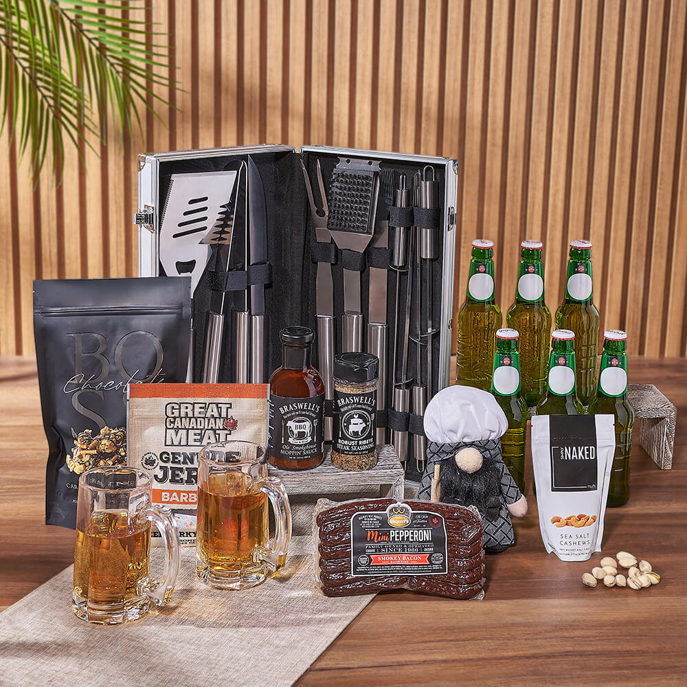Grill Tools and Beer Basket – how the gift is presented
