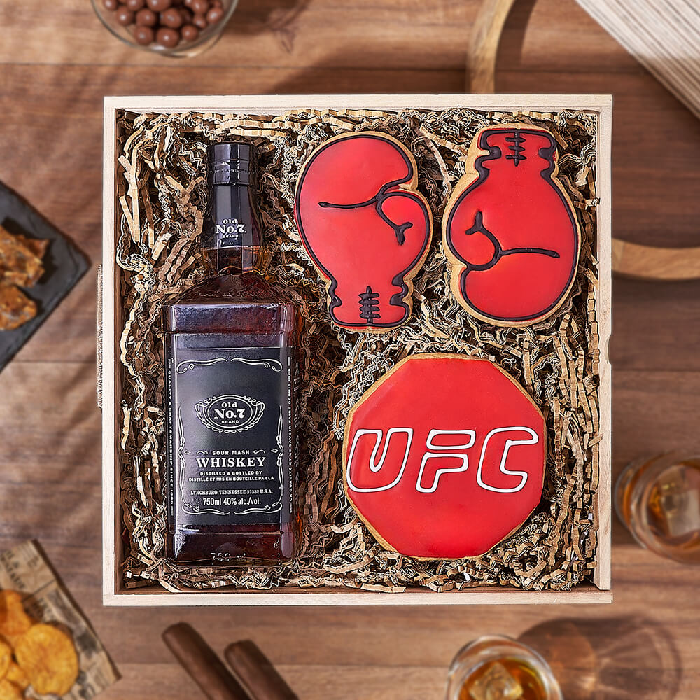 Spirits &amp; Boxing Cookie Gift, liquor gift, liquor, cookie gift, cookie, sports gift, sports, Maine Delivery