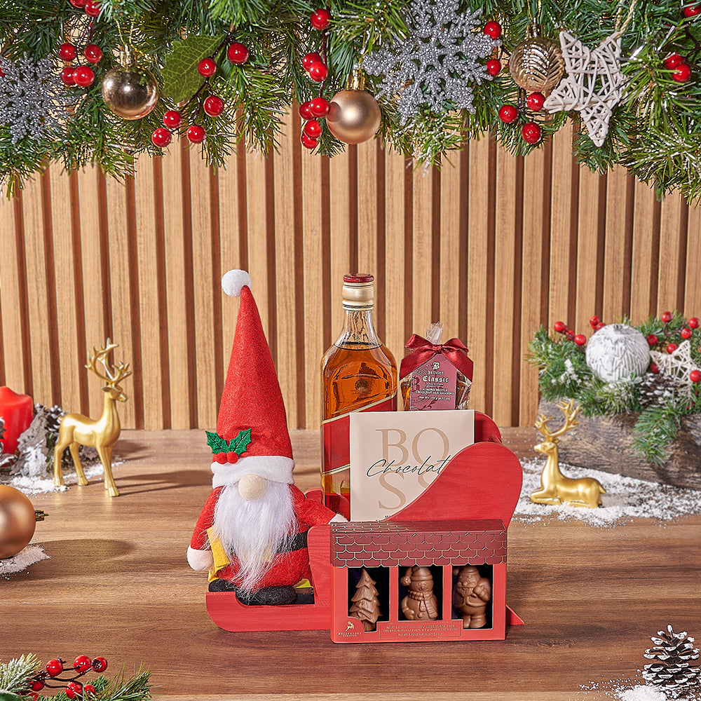 Spirits &amp; Sleighing Gift Set, Christmas gift, Christmas, liquor gift, liquor, chocolate gift, chocolate, Maine delivery