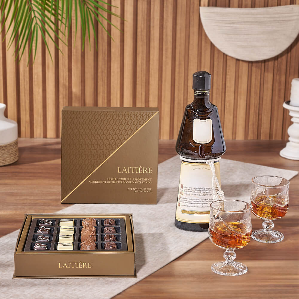 Spirits &amp; Truffle Gift Set, liquor gift, liquor, chocolate gift, chocolate, Maine Delivery