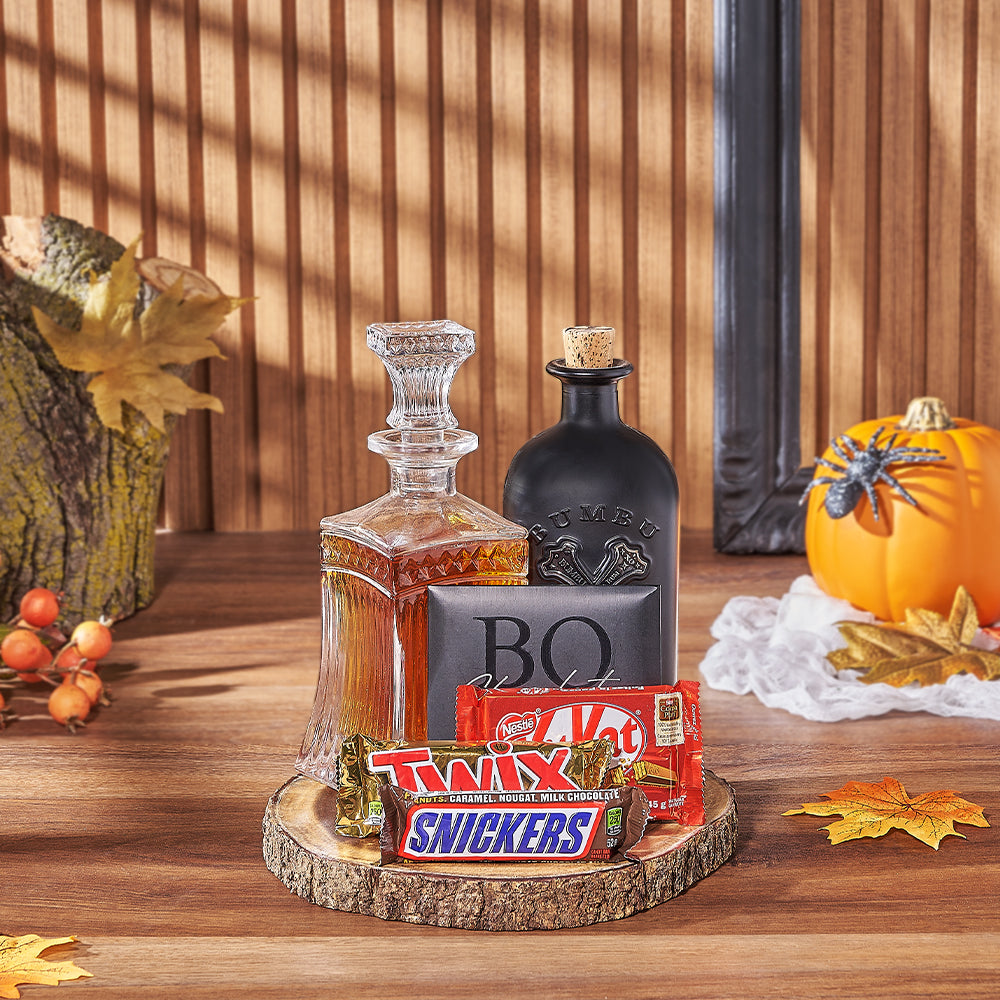 Spirits of Halloween Decanter Gift, liquor gift, liquor, halloween gift, halloween, chocolate gift, chocolate, Maine delivery