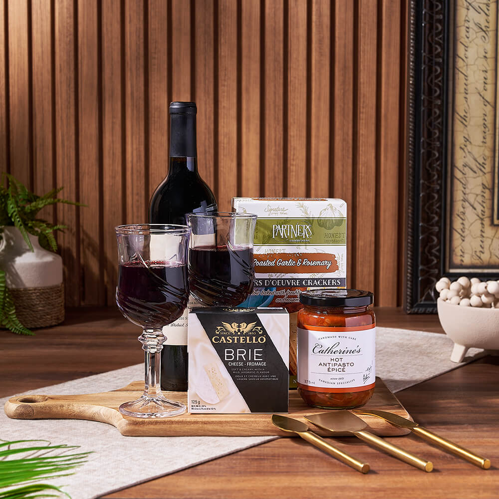 Start Spreading the News Wine &amp; Cheese Gift Basket, wine gift, wine, cheese gift, cheese, Maine Delivery
