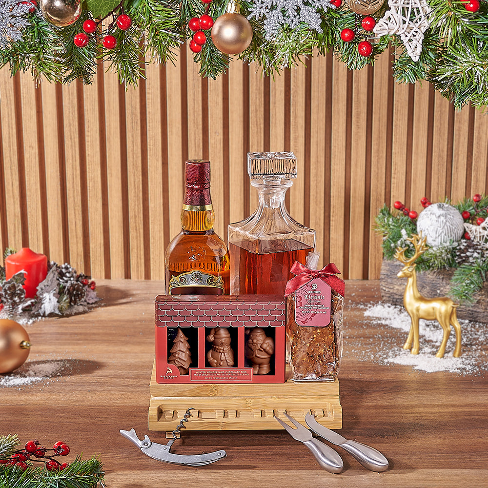 Sweet Treats &amp; Liquor Gift Set, Christmas gift, Christmas, chocolate gift, chocolate, decanter gift, decanter, Maine delivery