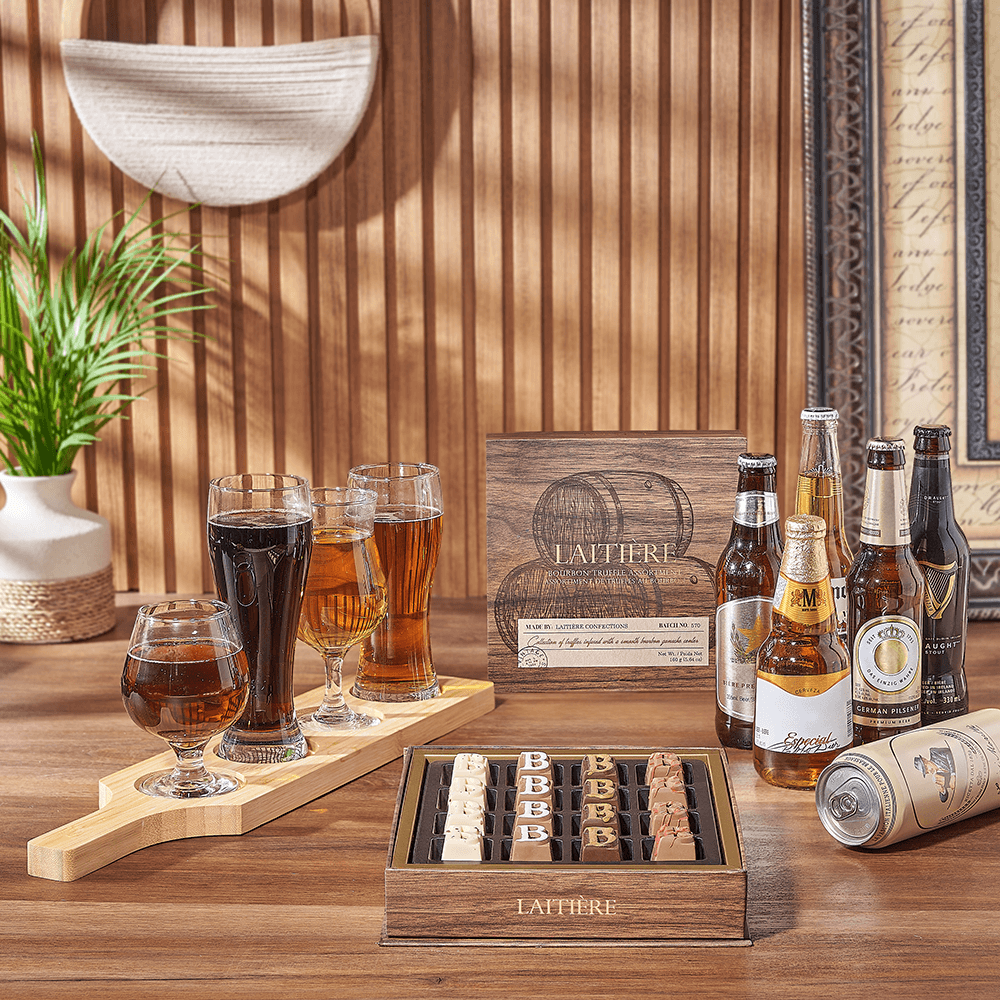 Sweet Truffle & Beer Flight, beer flight gift, beer flight, beer gift, beer, chocolate gift, chocolate, Maine delivery
