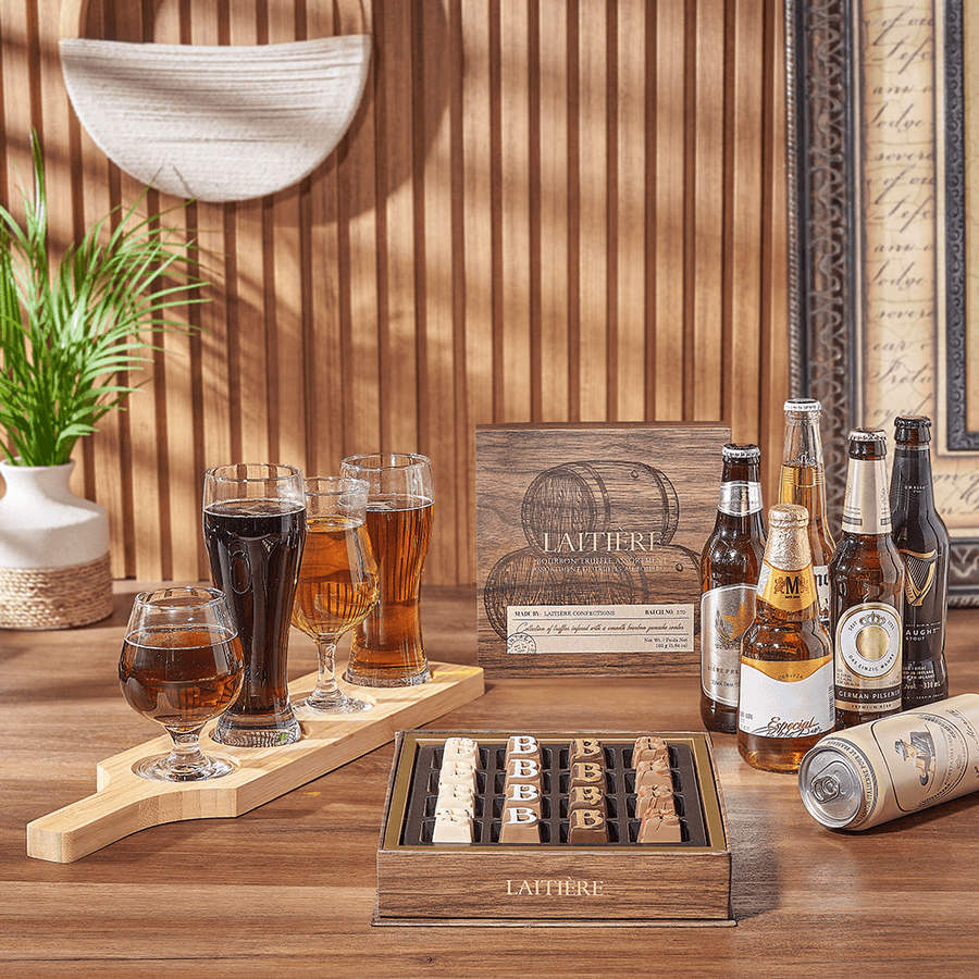 Sweet Truffle & Beer Flight, beer flight gift, beer flight, beer gift, beer, chocolate gift, chocolate, Maine delivery