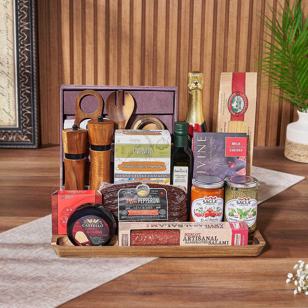 Tastes of Italy &amp; Champagne Gift Set, champagne gift, champagne, sparkling wine gift, sparkling wine, pasta gift, pasta, Maine Delivery