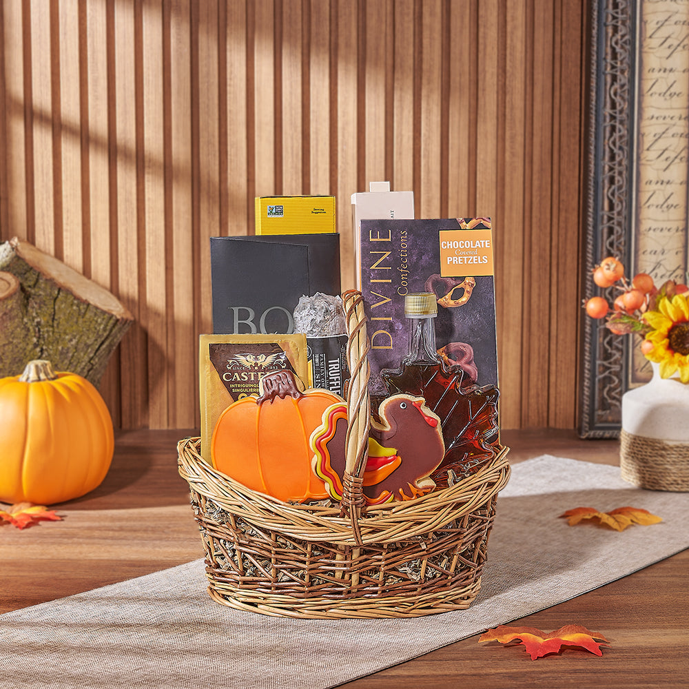 Thanksgiving Treat &amp; Cookie Basket, cookie gift, cookie, thanksgiving gift, thanksgiving, chocolate gift, chocolate, charcuterie gift, charcuterie, Maine delivery