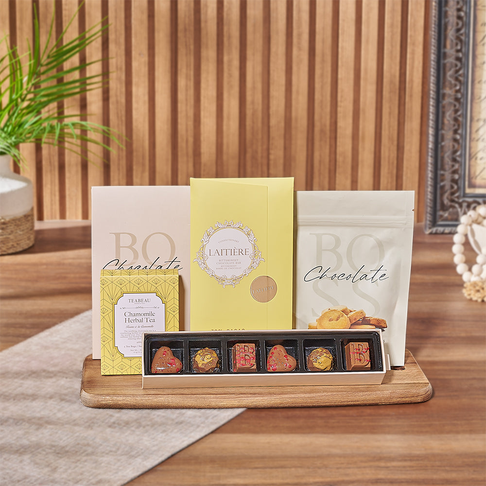 Dark Chocolate Butterscotch Basket – how the gift is presented
