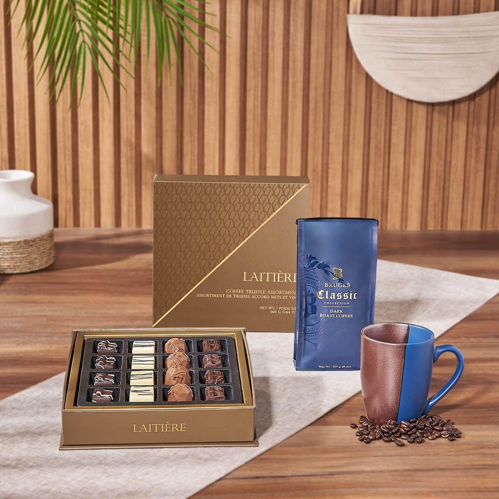 Truffle &amp; Coffee Break Set from Maine Baskets - Specialty Gift Basket - Maine Delivery