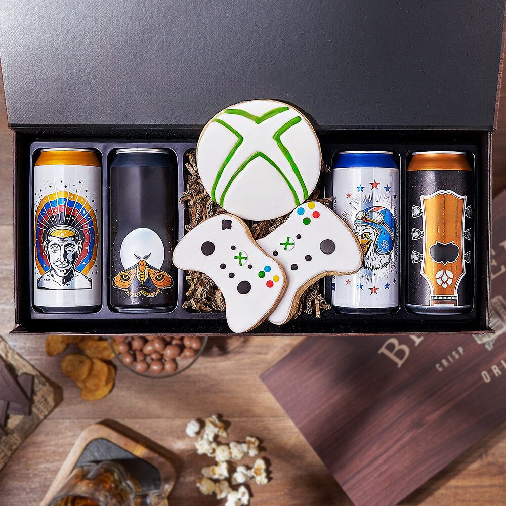 Video Game &amp; Craft Beer Box, beer gift, beer, gaming gift, gaming, cookie gift, cookie, Maine Delivery