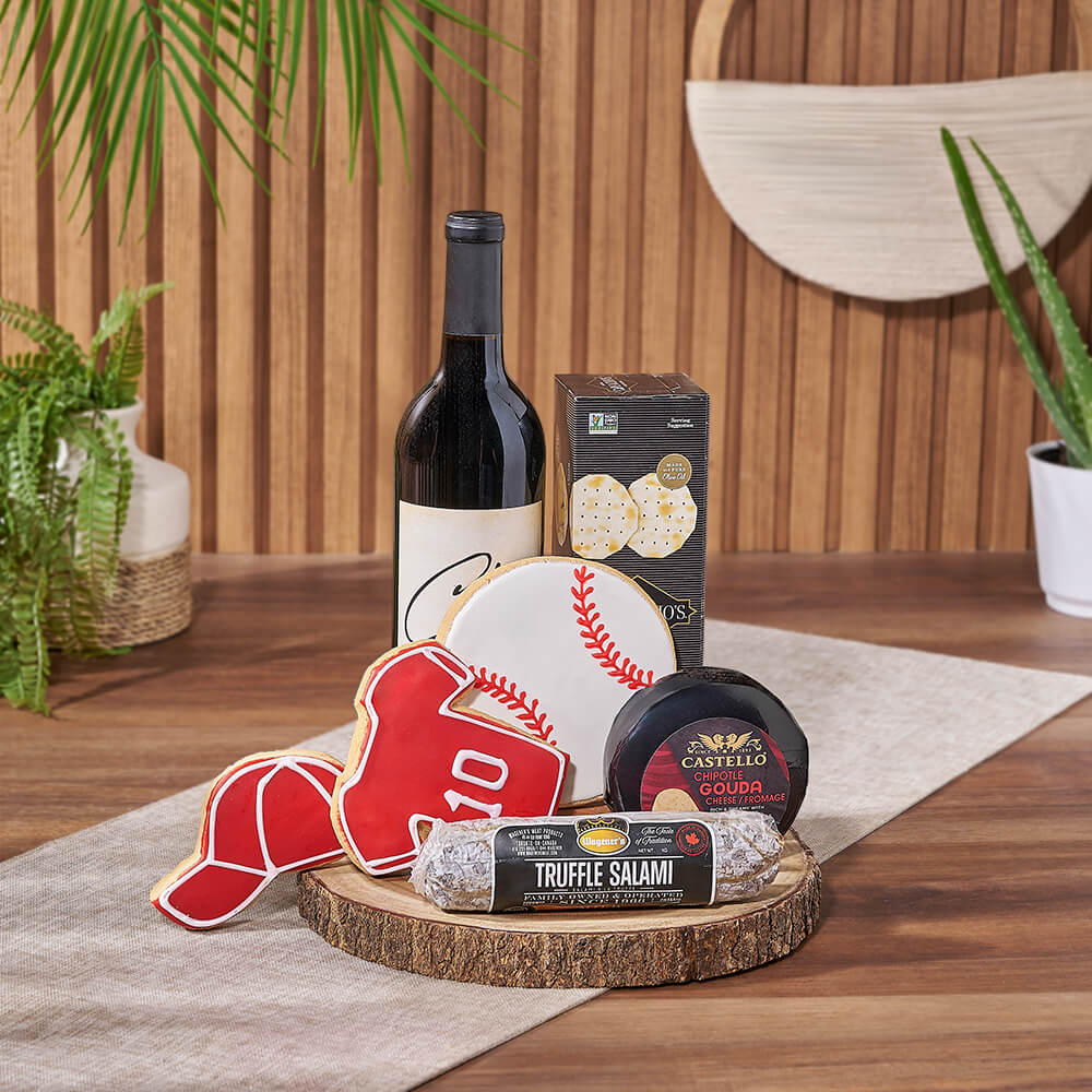 Wine &amp; Baseball Cookie Gift, wine gift, wine, baseball gift, baseball, sports gift, sports, Maine Delivery