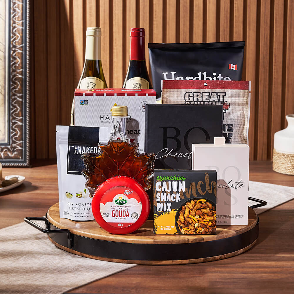 Wine &amp; Cheese Platter Gift Set, wine gift, wine, cheese gift, cheese, wine duo gift, wine duo, snack gift, snack, Maine Delivery