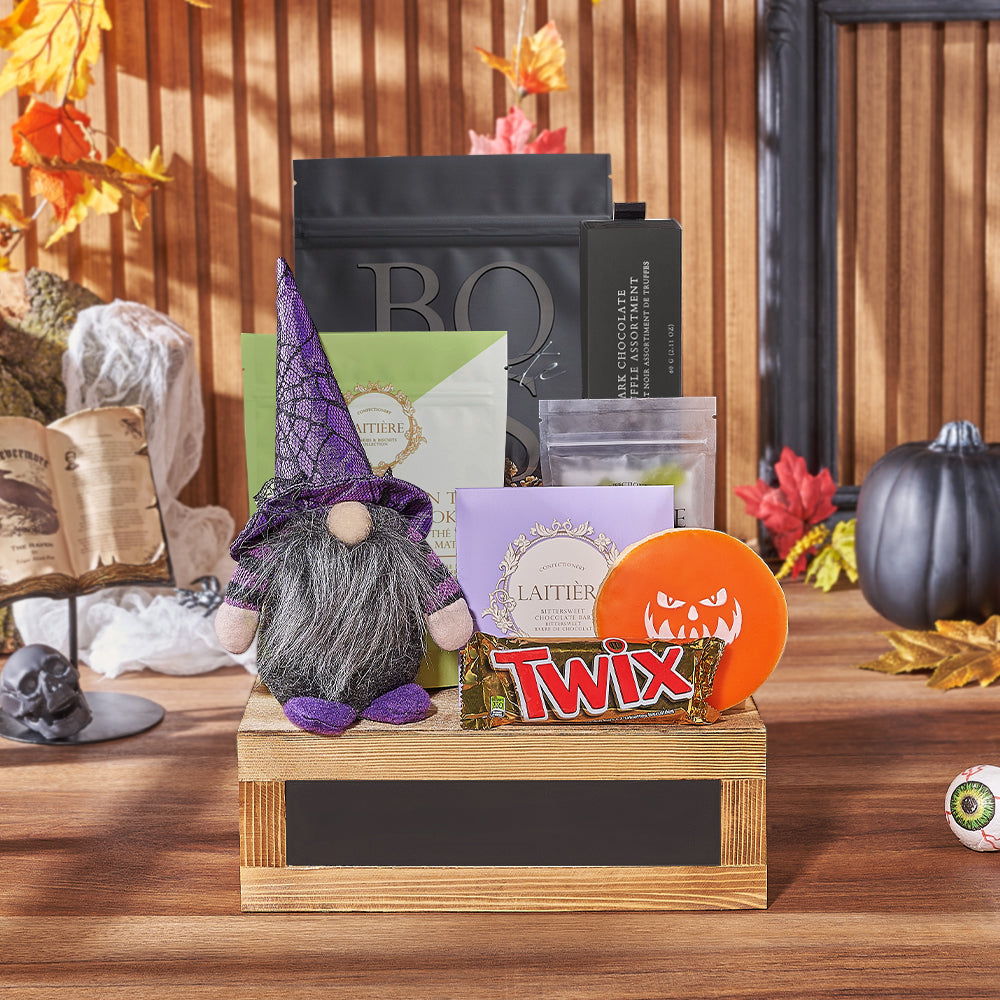 Halloween Dark Chocolate Treats Gift Basket – how the gift is presented
