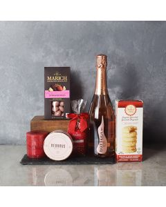 Bubbly & Sweet Valentine’s Gift Basket, champagne gift baskets, chocolate gift baskets, Valentine's Day gifts, gift baskets, romance