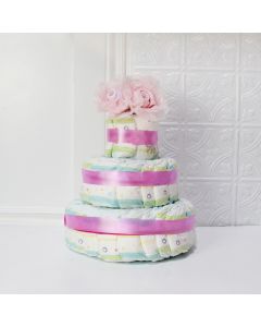 BABY GIRL DIAPER CAKE GIFT SET, baby girl gift hamper, newborns, new parents