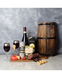 Cheese & Salami Gift Set with Wine, wine gift baskets, gourmet gift baskets, gift baskets, gourmet gifts
